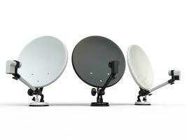 tre svart och vit TV satellit maträtter foto