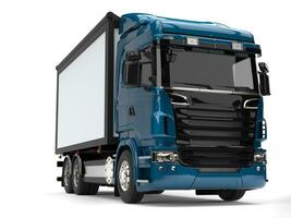 modern metallisk blå tung transport lastbil foto