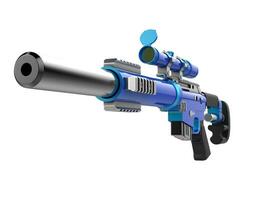 metallisk blå modern prickskytt gevär med ljuddämpare foto