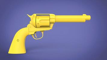 gul revolver pistol på en lila bakgrund foto