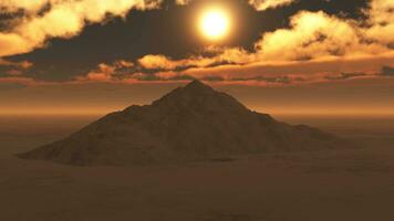 berg i lampor av surrealistic Sol foto