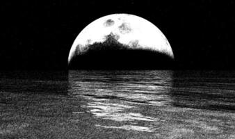oärlig full måne och de hav illustration foto