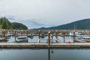 vancouver ö, kanada - juli 8, 2022 - lugna fiskares kaj i de mitten av ingenstans foto