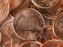 1 cent -mynt, USA, selektivt fokus foto