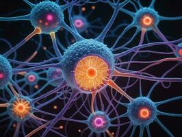 en neuroner hjärna med många neuroner. ai genererad foto