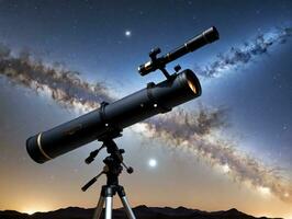 en teleskop på en stativ. ai genererad foto