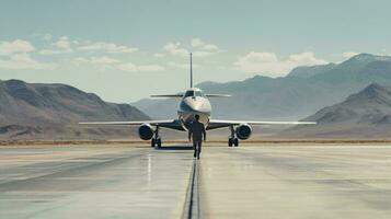 en kommersiell jetliner parkerad på ett flygplats asfalten ai genererad foto