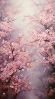 en färgrik träd med blomning rosa blommor ai genererad foto