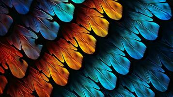 en vibrerande och detaljerad närbild av en fåglar färgrik fjäderdräkt ai genererad foto