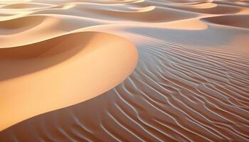 en fantastisk öken- landskap med ändlös sand sanddyner stretching in i de horisont ai genererad foto