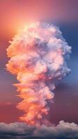 en höga moln mot en färgrik himmel ai genererad foto