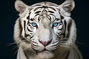 en majestätisk vit tiger med slående blå ögon ai genererad foto