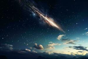 en starry natt himmel med en stjärna i de himmel ai genererad foto