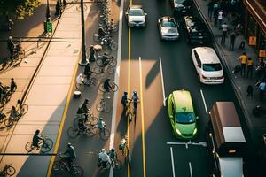 sent eftermiddag trafik. trafik sylt. bilar. urban scen. neuralt nätverk ai genererad foto