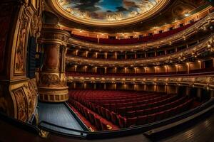 de interiör av de hall i de teater. neuralt nätverk ai genererad foto