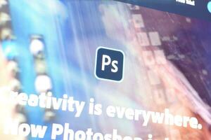 webb sida av adobe Photoshop produkt på officiell hemsida på de visa av pc foto