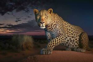 persisk leopard är en magnifik djur- från som den kommer äkta respekt. neuralt nätverk ai genererad foto