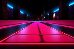 abstrakt neon ljus pilar bakgrund. neuralt nätverk ai genererad foto