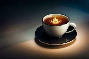 en kopp av kaffe med en flamma på topp. ai-genererad foto