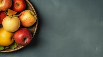 traditionell mat av jewish ny år Semester av tradition eller religion. rosh hashanah med kopia Plats begrepp förbi ai genererad foto