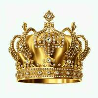 kunglig gyllene kejsare krona av en kung på vit bakgrund. 3d tolkning lyx kunglig kung guld krona begrepp förbi ai genererad foto
