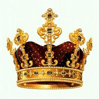 kunglig gyllene kejsare krona av en kung på vit bakgrund. 3d tolkning lyx kunglig kung guld krona begrepp förbi ai genererad foto