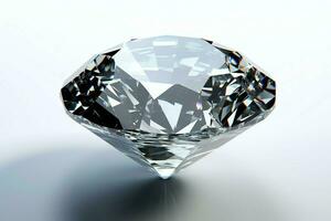 vit skinande klar stor diamant eller skön juvel isolerat på vit yta. bländande klassisk diamant begrepp förbi ai genererad foto