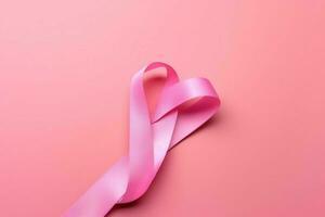 rosa eller lila band som bröst cancer eller epilepsi medvetenhet symbol och kopia Plats. värld cancer dag begrepp förbi ai genererad foto