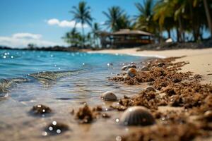 hawaii strand med träd ai generativ foto