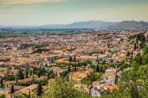 spanien, andalusien område, granada stad panorama från alhambra synpunkt foto