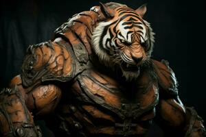 kraftfull bodybuilding tiger. generera ai foto