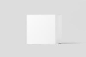 fyrkant låda 3d tolkning vit tom attrapp foto