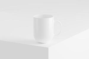 keramisk råna kopp för kaffe te vit tom 3d tolkning attrapp foto