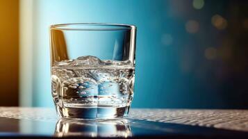 uppfriskande klarhet - transparent vatten i en glas - generativ ai foto