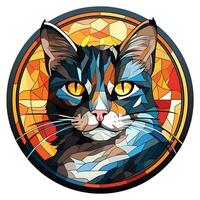 där är en katt ansikte färgade glas illustration konst cirkel form vektor generativ ai foto