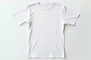 mock-up av en vit tyg t-shirt på en vit bakgrund foto