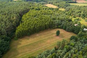 Flygfoto över fält på polska landsbygden under sommaren foto