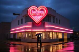 emotionell påverkan neon retro stil fotografera av människor ai generativ foto