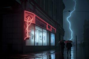 emotionell påverkan neon retro stil fotografera av människor ai generativ foto