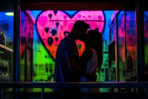 emotionell påverkan neon retro stil fotografera av människor ai generativ foto