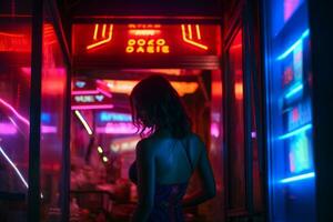 emotionell påverkan neon retro stil fotografera av människor ai generativ foto