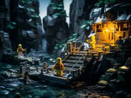 de episk sökande av LEGO äventyrare ai generativ foto