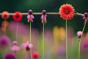 blommor på en tråd staket. ai-genererad foto