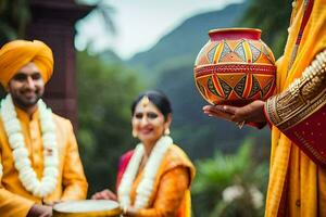 indisk bröllop ceremoni i mumbai. ai-genererad foto