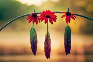 Foto tapet de himmel, blommor, de Sol, de vatten, de träd, de fåglar,. ai-genererad