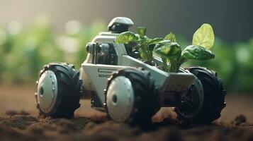 smart droid jordbrukare. lantbruk teknologi, bruka automatisering. generativ ai foto