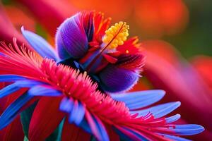 en stänga upp av en färgrik blomma. ai-genererad foto