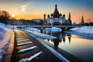 Moskva, Ryssland, vinter, Kreml, kreml, kremenchug. ai-genererad foto