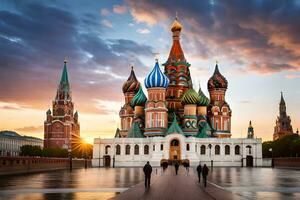 de katedral av st basilika i Moskva, Ryssland. ai-genererad foto