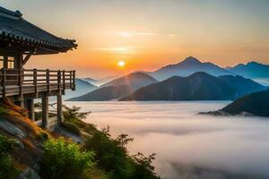 koreanska pagod på de berg. ai-genererad foto